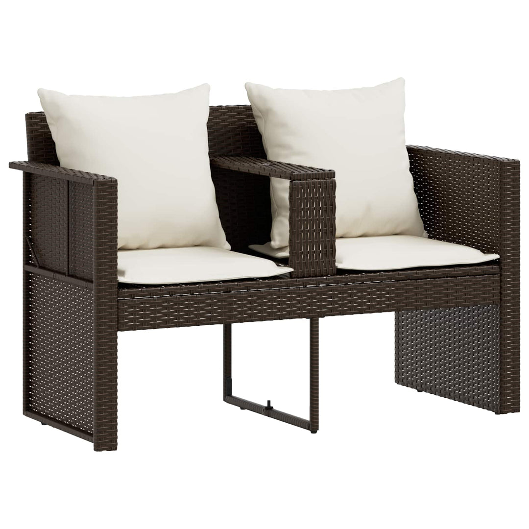 haveseng med parasol polyrattan brun