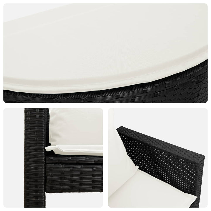 haveseng med parasol polyrattan sort