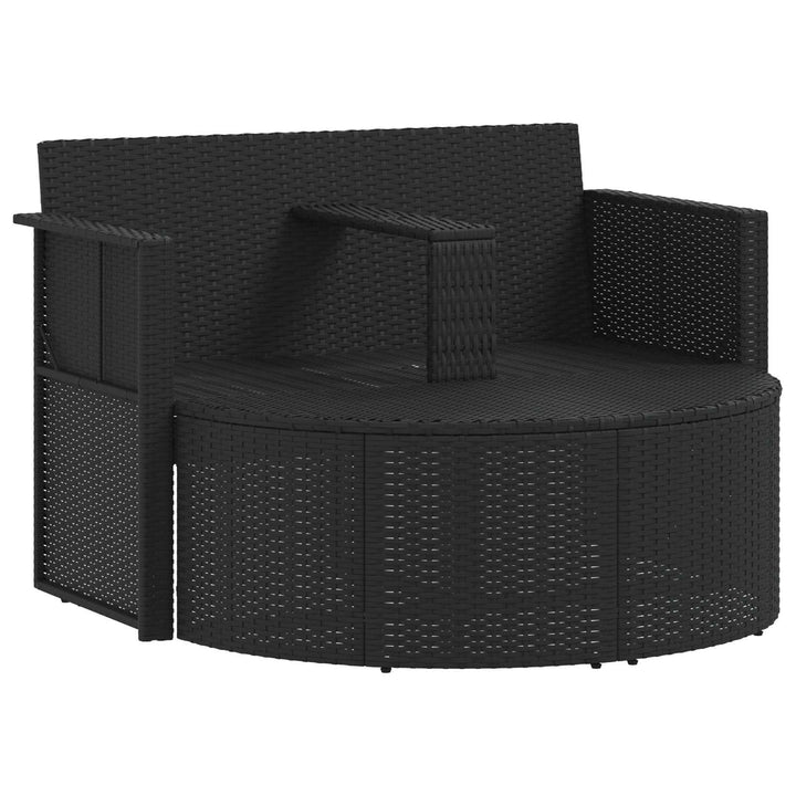 haveseng med parasol polyrattan sort