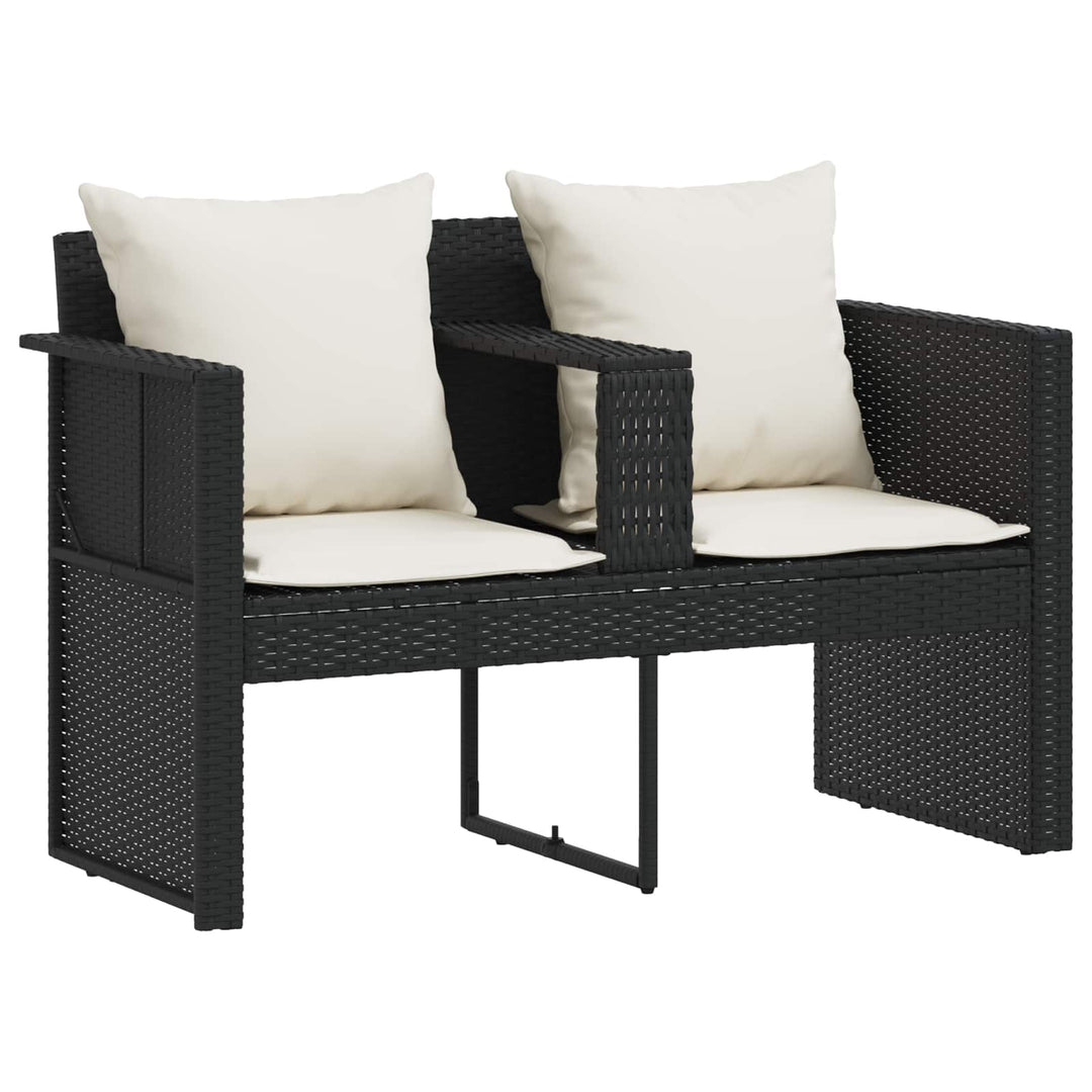 haveseng med parasol polyrattan sort