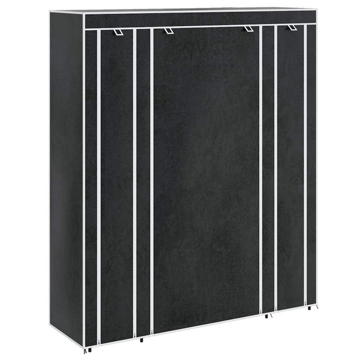 stofklædeskab med rum og stænger 45 x 150 x 176 cm sort