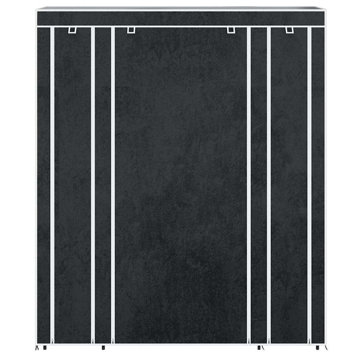 stofklædeskab med rum og stænger 45 x 150 x 176 cm sort
