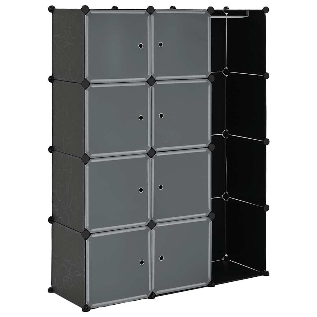 modulskab 9 rum 109x36,5x143 cm sort og hvid