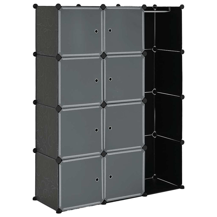 modulskab 9 rum 109x36,5x143 cm sort og hvid