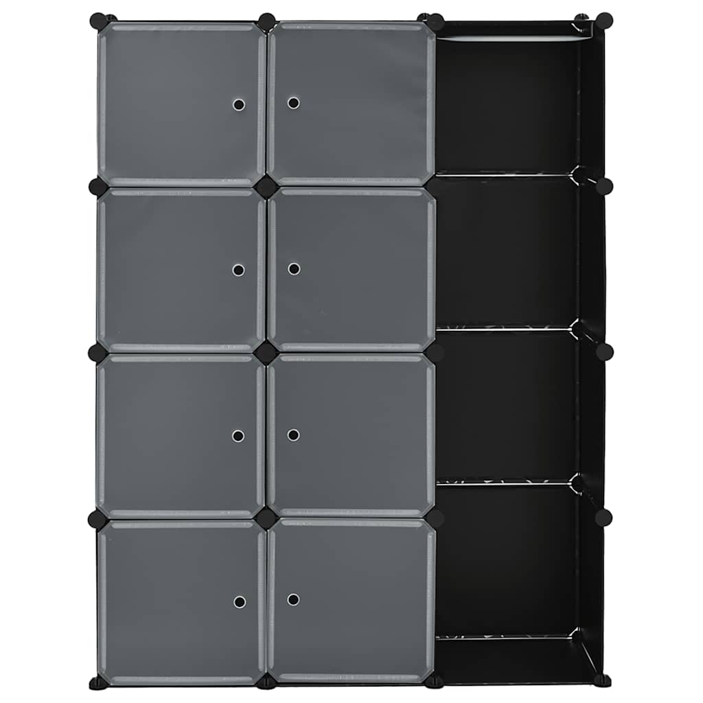 modulskab 9 rum 109x36,5x143 cm sort og hvid