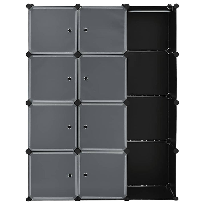 modulskab 9 rum 109x36,5x143 cm sort og hvid