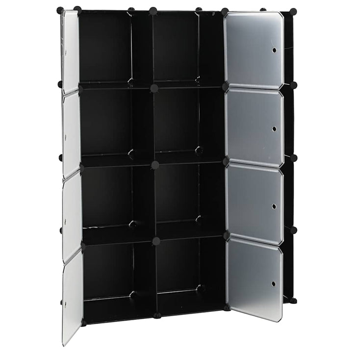 modulskab 9 rum 109x36,5x143 cm sort og hvid