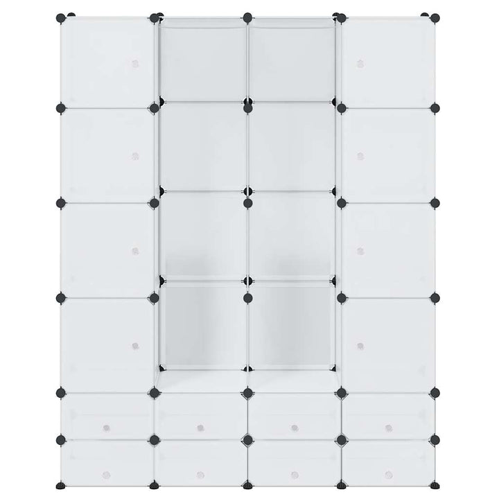 modulskab med 18 rum 37x146x180,5 cm hvid