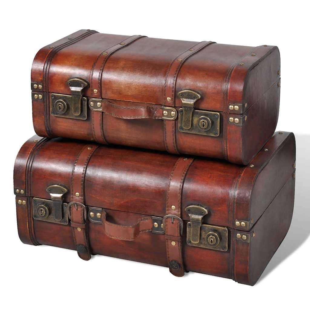 skattekiste vintagestil 2 stk. brun træ