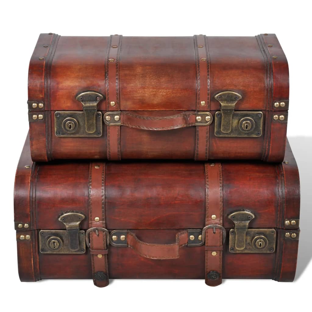 skattekiste vintagestil 2 stk. brun træ