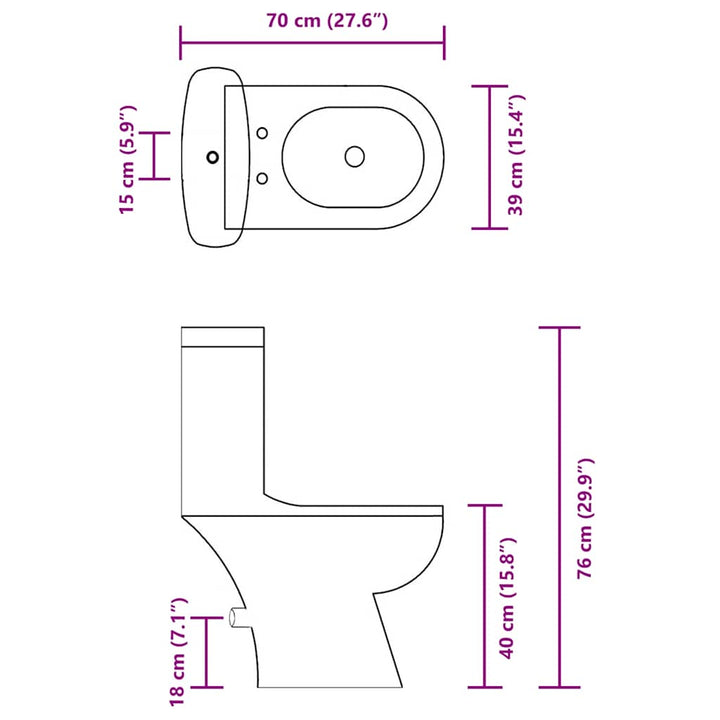 toilet med cisterne hvid