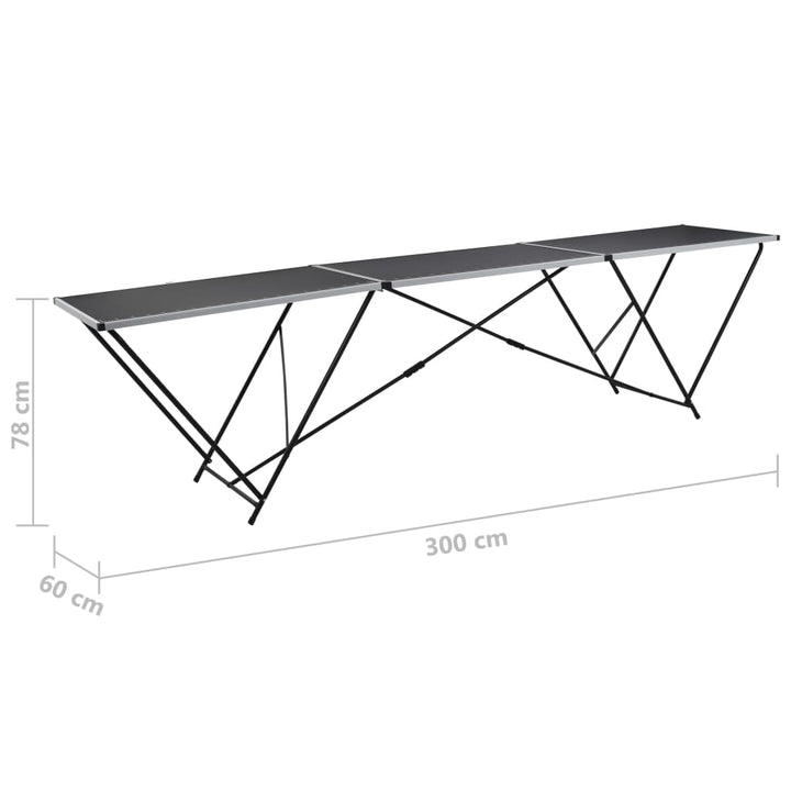 klapbord til tapetsering MDF og aluminium 300x60x78 cm