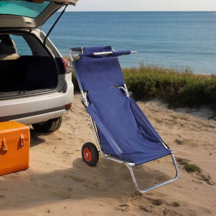 strandvogn med hjul sammenfoldelig blå