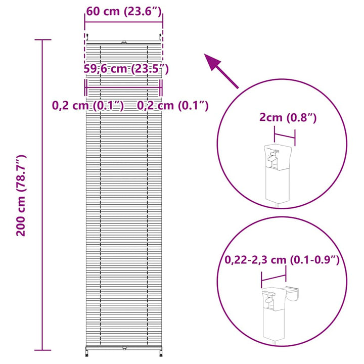 Plisserede blinde 60x200 cm hvid