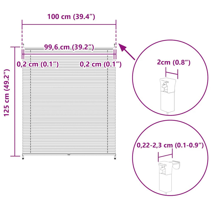 Plisseret blind 100x125 cm creme