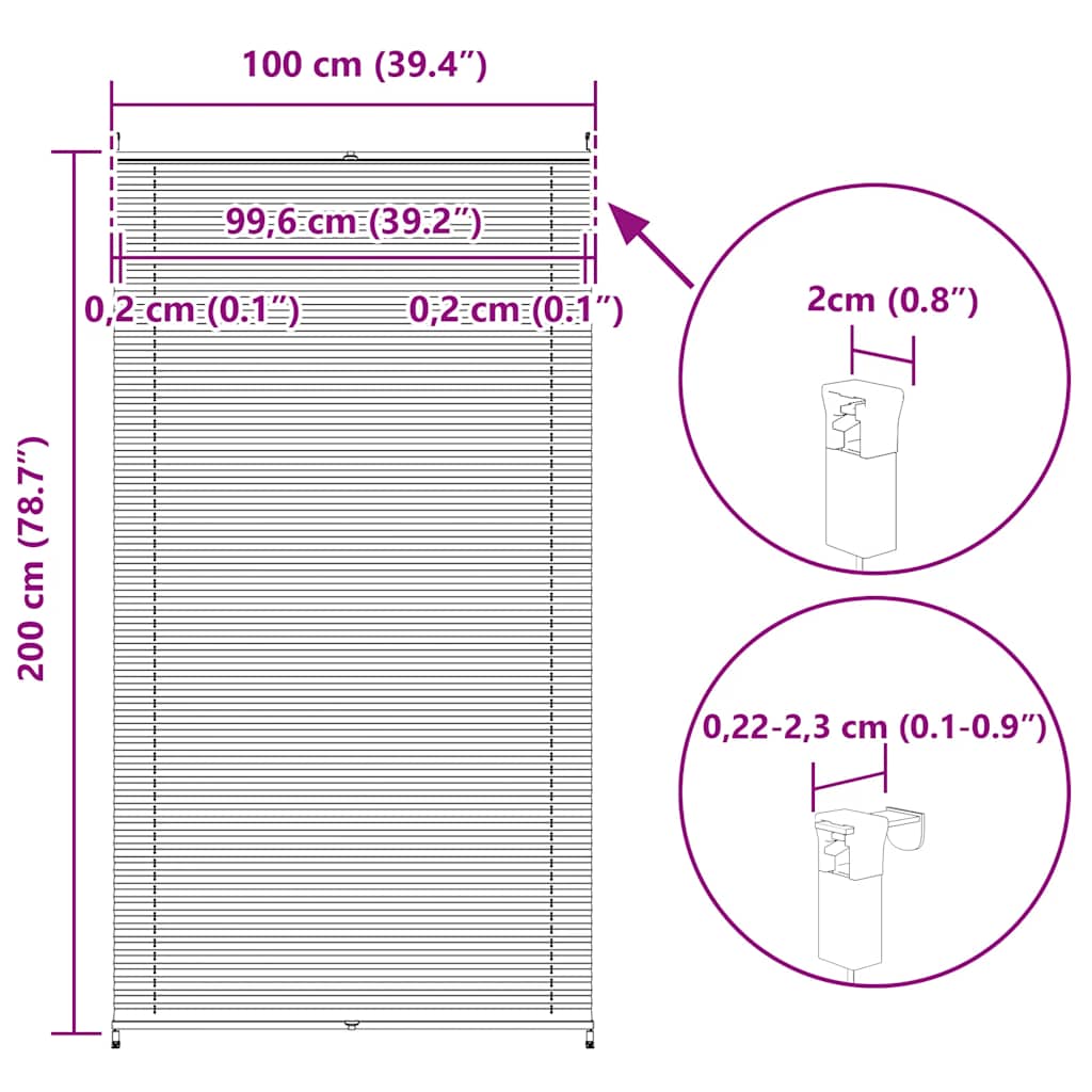 Plisseret blind 100x200 cm creme