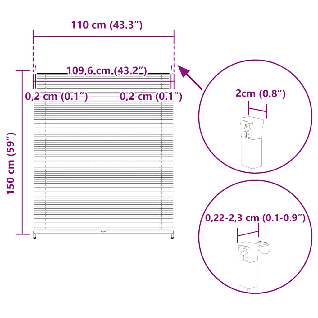 Plisseret blind 110x150 cm hvid