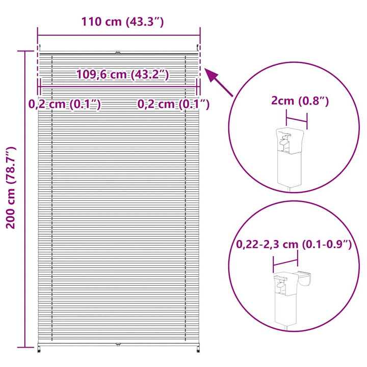 Plisseret blind 110x200 cm hvid