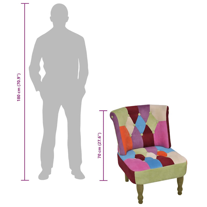 fransk stol 2 stk. med patchwork-design stof