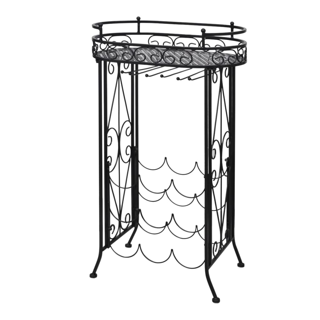 vinreol med glasholder 9 flasker metal