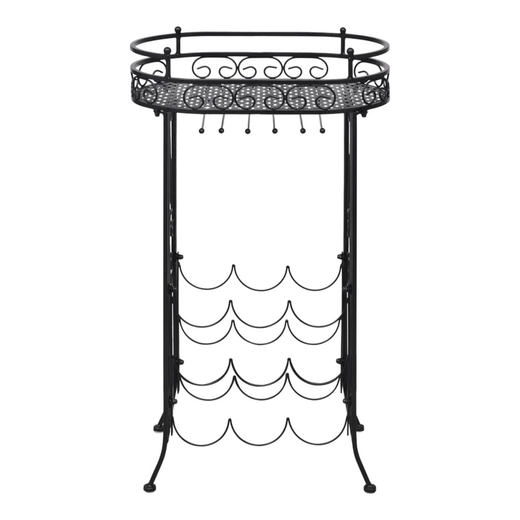 vinreol med glasholder 9 flasker metal