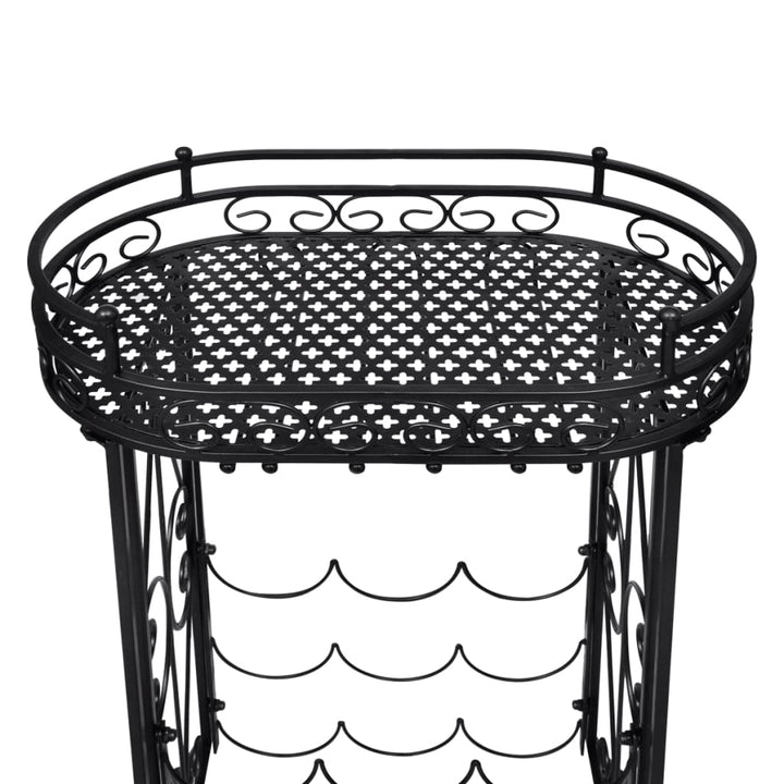 vinreol med glasholder 9 flasker metal