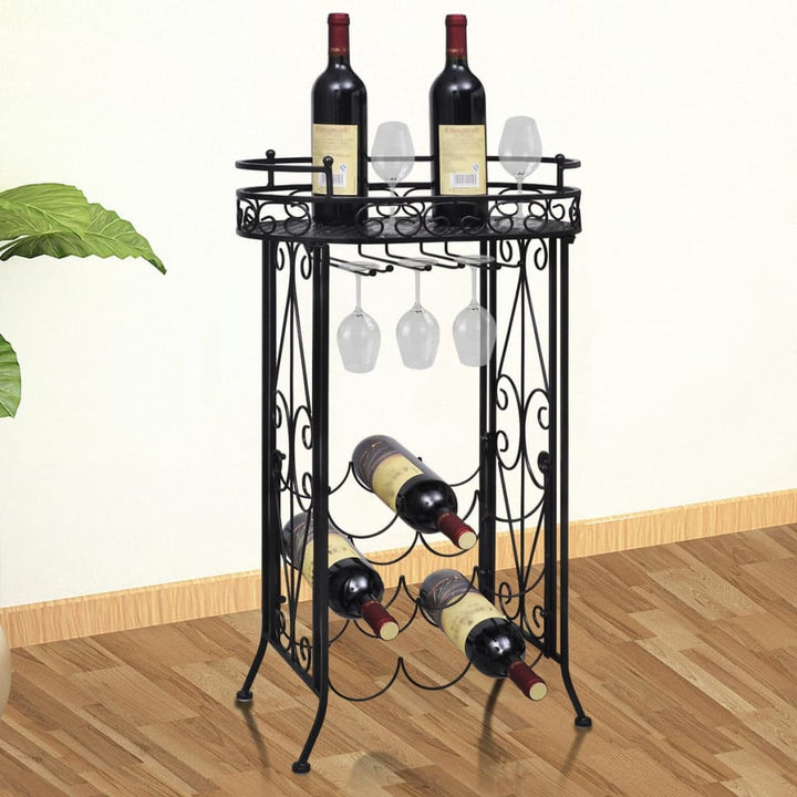 vinreol med glasholder 9 flasker metal