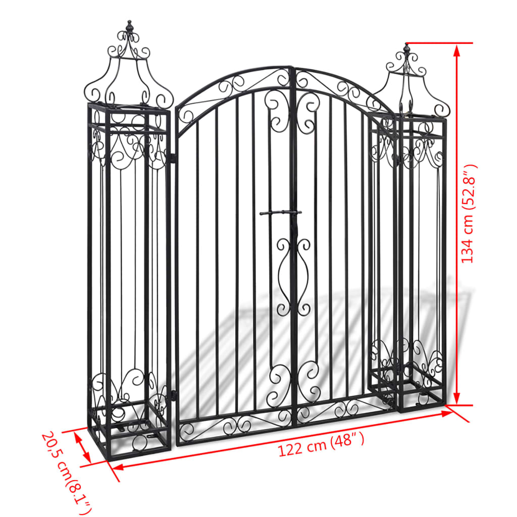 dekorativ haveport smedejern 122 x 20,5 x 134 cm