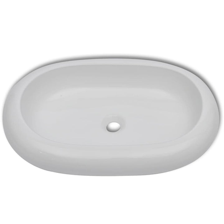 keramisk luksushåndvask oval hvid 63 x 42 cm