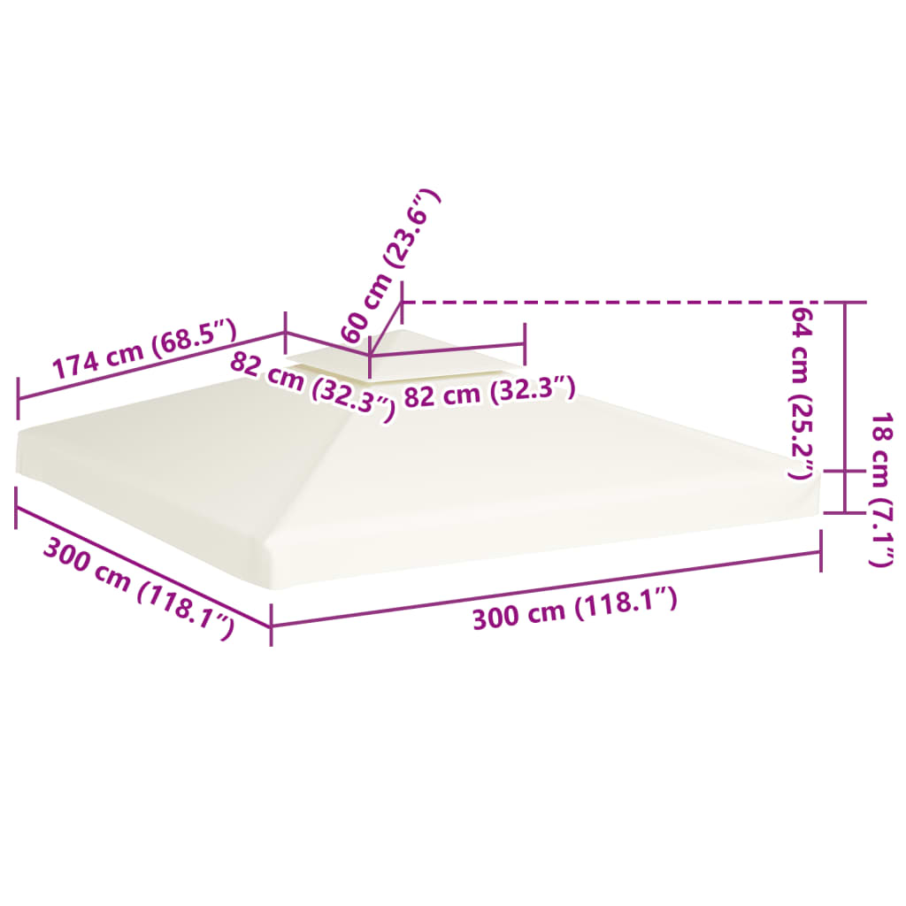 baldakin til pavillon 3x3 m 310 g/m² cremehvid