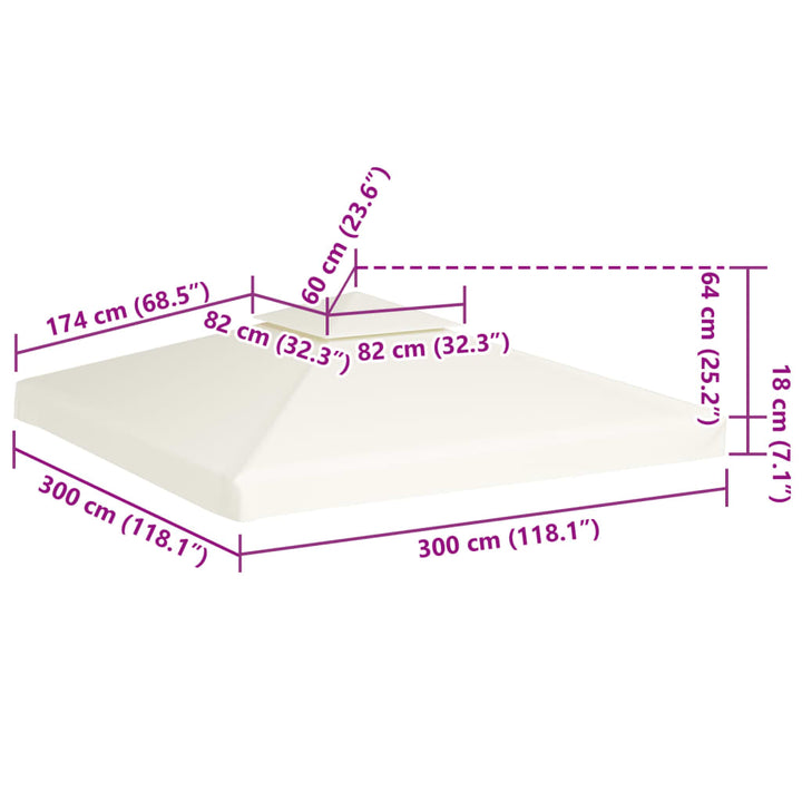 baldakin til pavillon 3x3 m 310 g/m² cremehvid