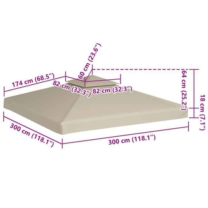 baldakin til havepavillon 3x3 m 310 g/m² beige