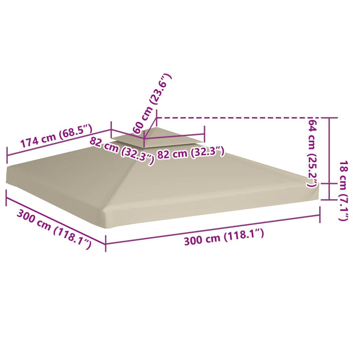 baldakin til havepavillon 3x3 m 310 g/m² grøn