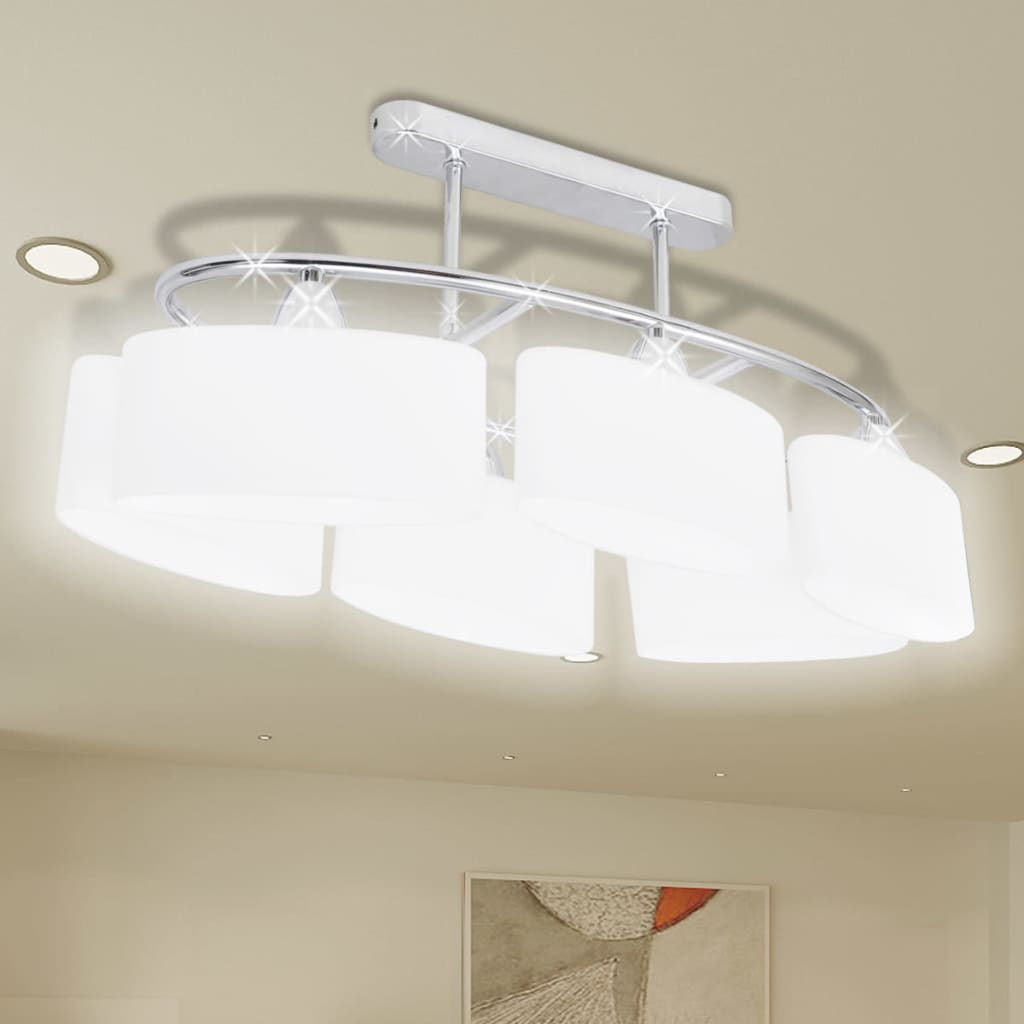 loftslampe ellipseformede glasskærme 6 E14-pærer