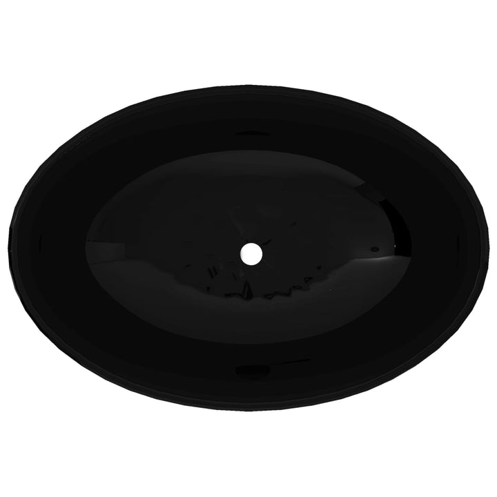 keramisk luksushåndvask oval sort 40 x 33 cm
