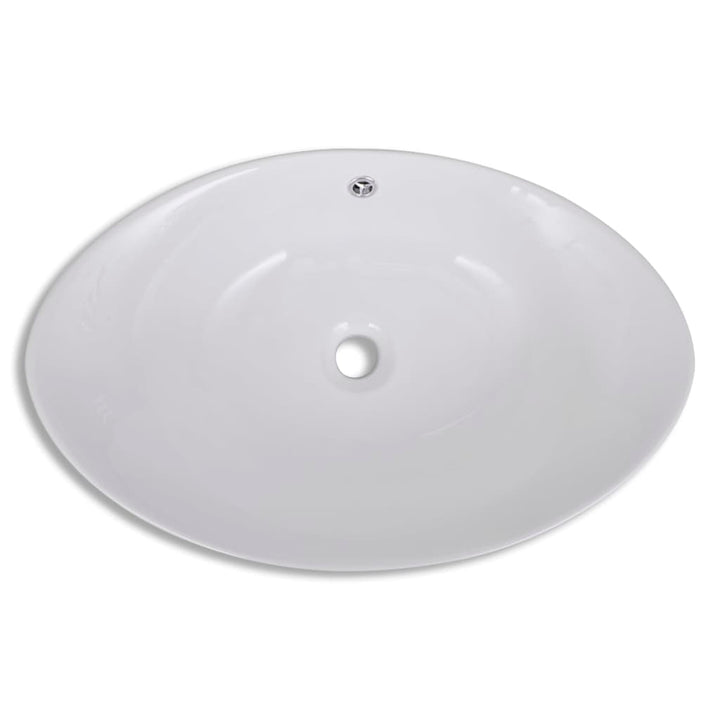 håndvask keramisk oval med overløb 59 x 38,5 cm