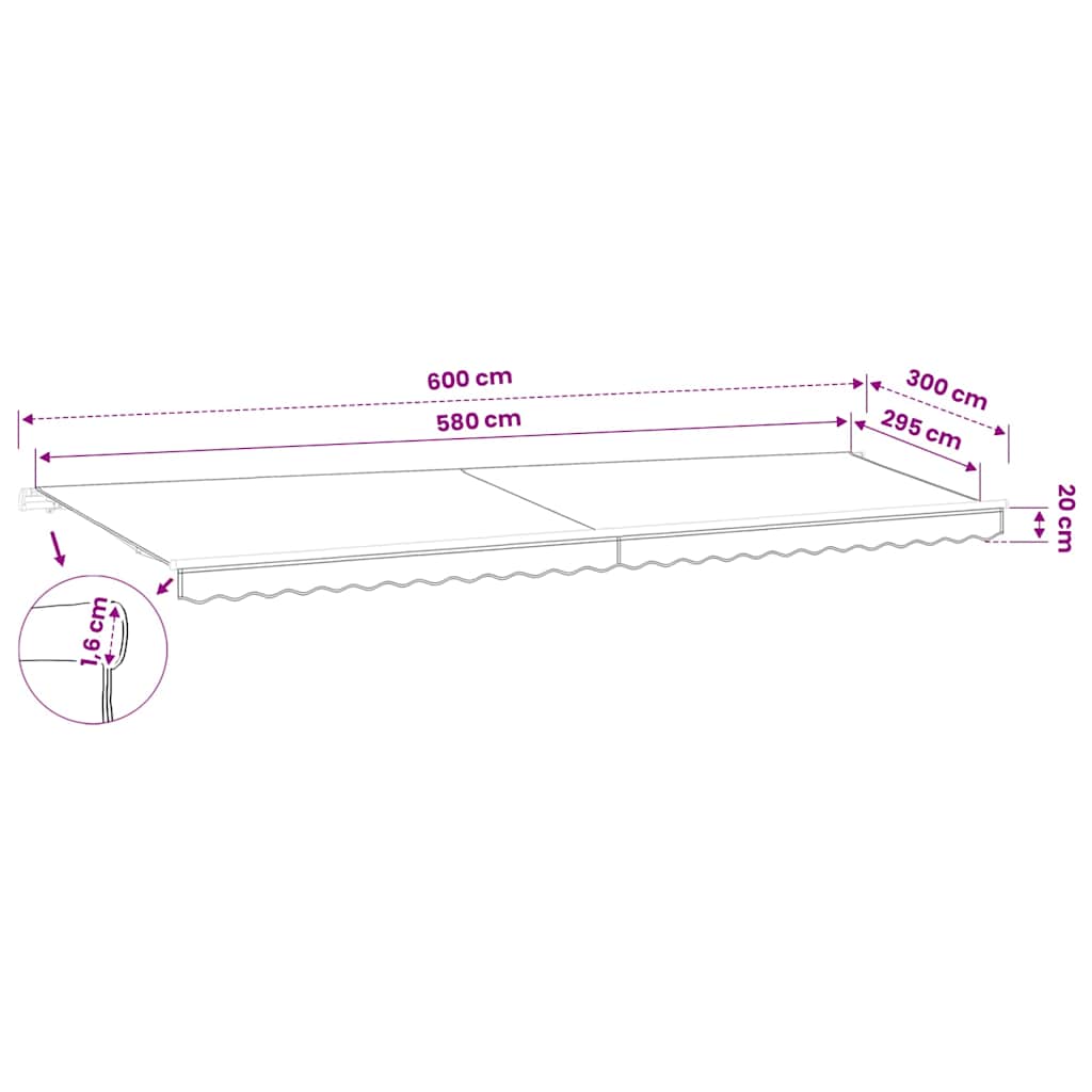 udskiftningsdug til markise 600x300 cm polyester cremefarvet