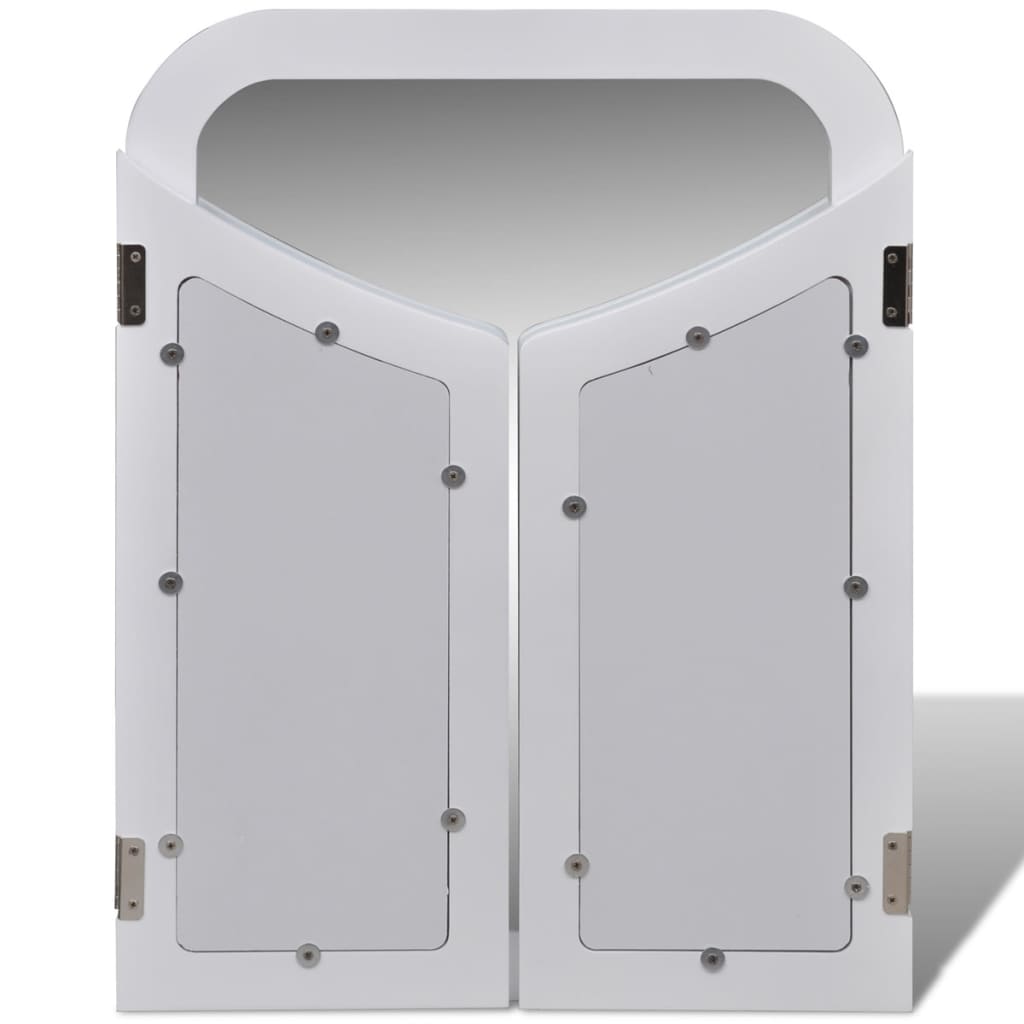 toiletbord med 3-i-1 spejl og taburet 2 skuffer hvid