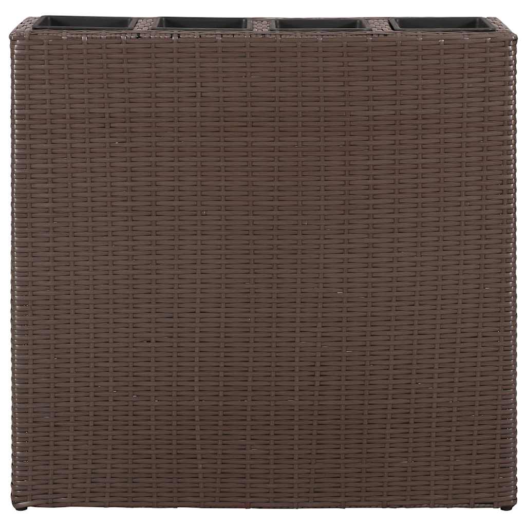 plantekasse med 4 krukker polyrattan brun