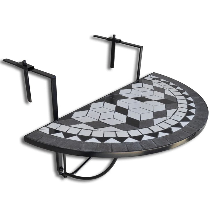 hængende altanbord mosaik sort og hvid