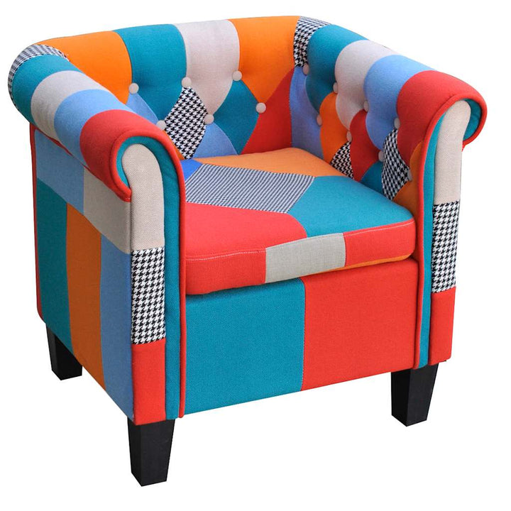 lænestol med patchworkdesign stof
