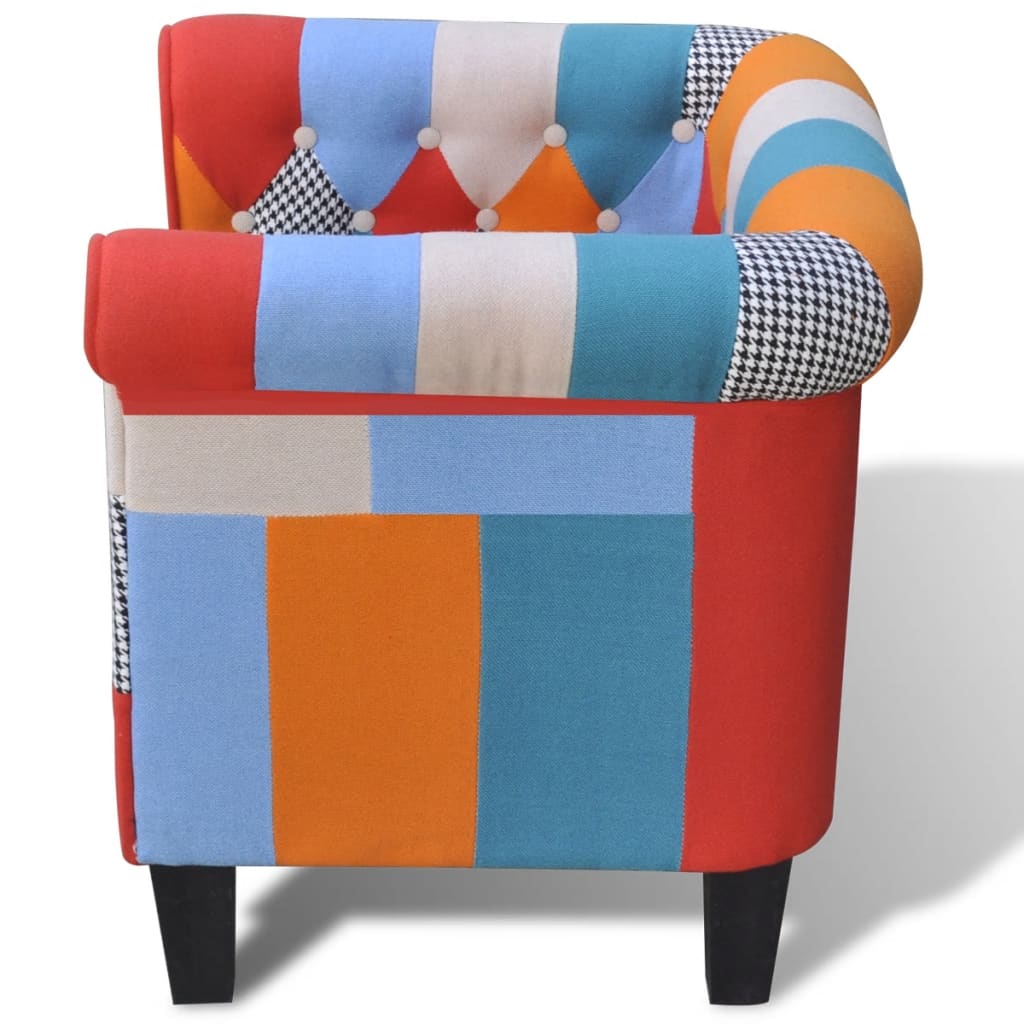 lænestol med patchworkdesign stof