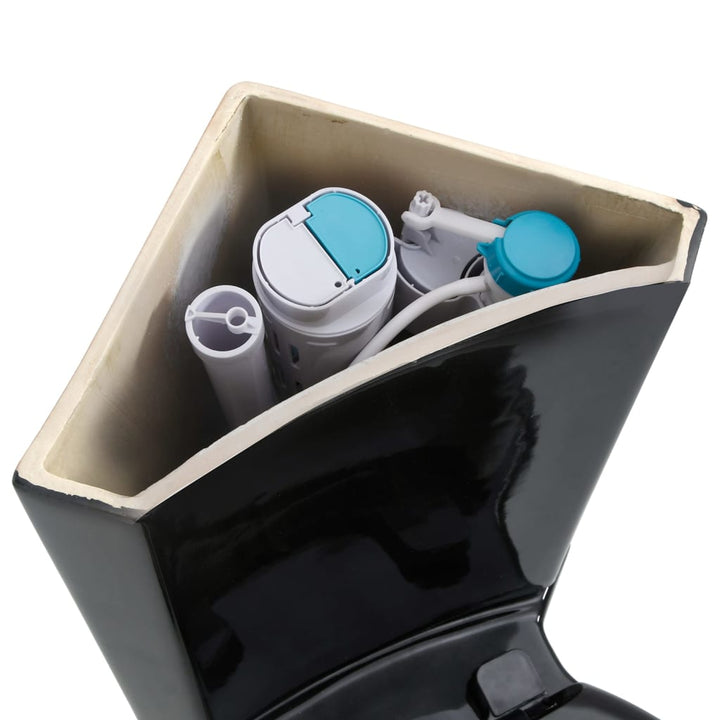 keramisk hjørnetoilet sort