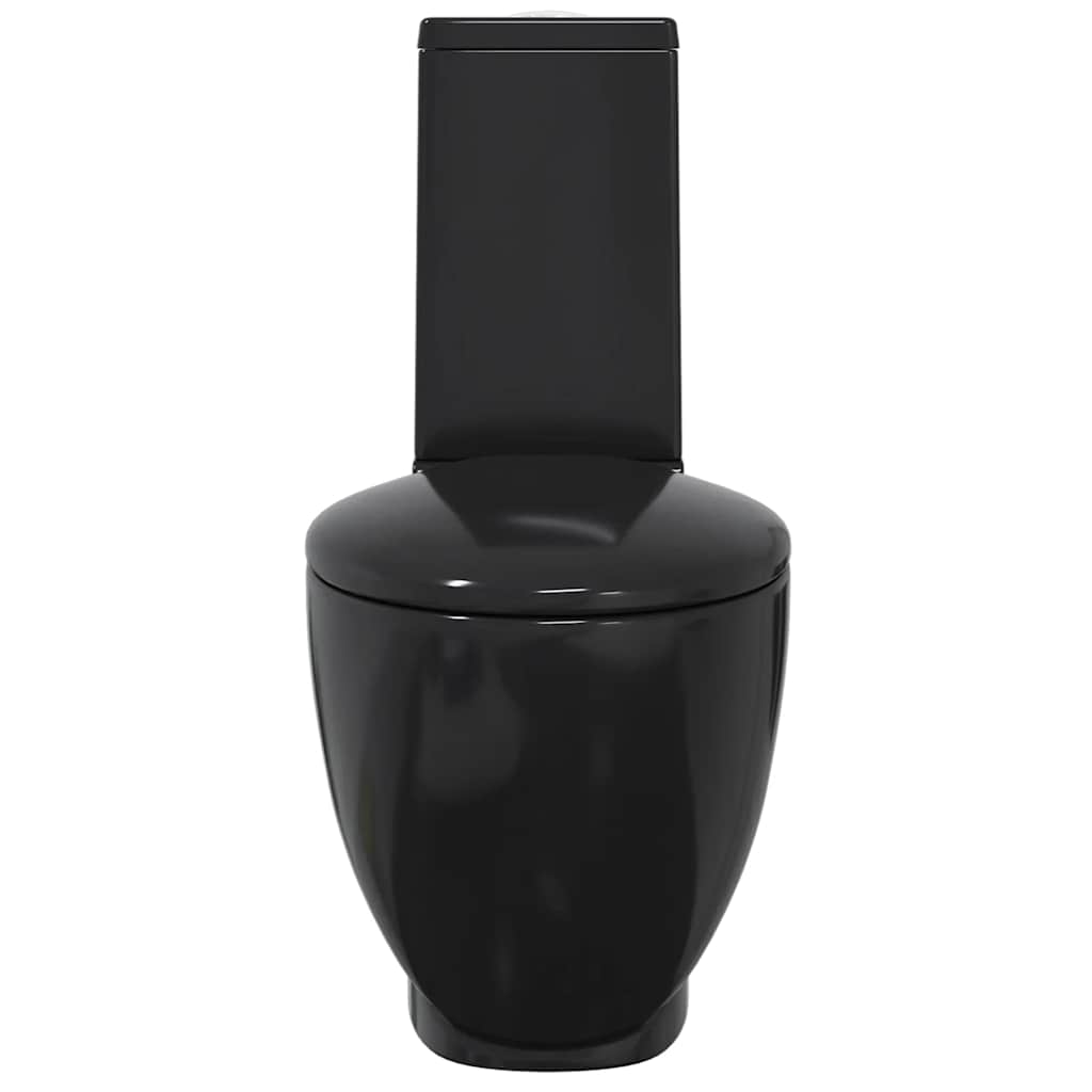 keramisk toilet med rund bund afløb i bunden sort