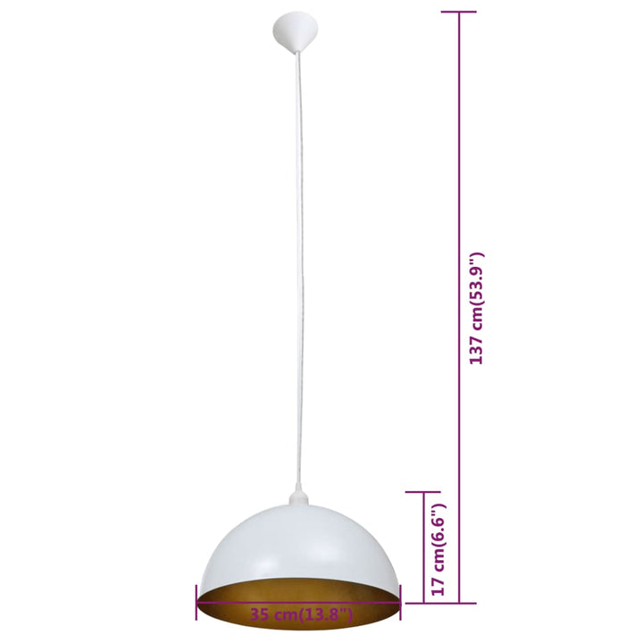 loftslampe halvkugle 2 stk. højdejusterbar hvid