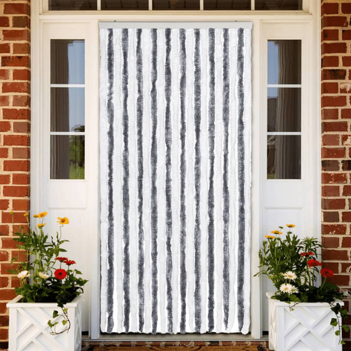 insektgardin grå og hvid 90 x 220 cm chenille