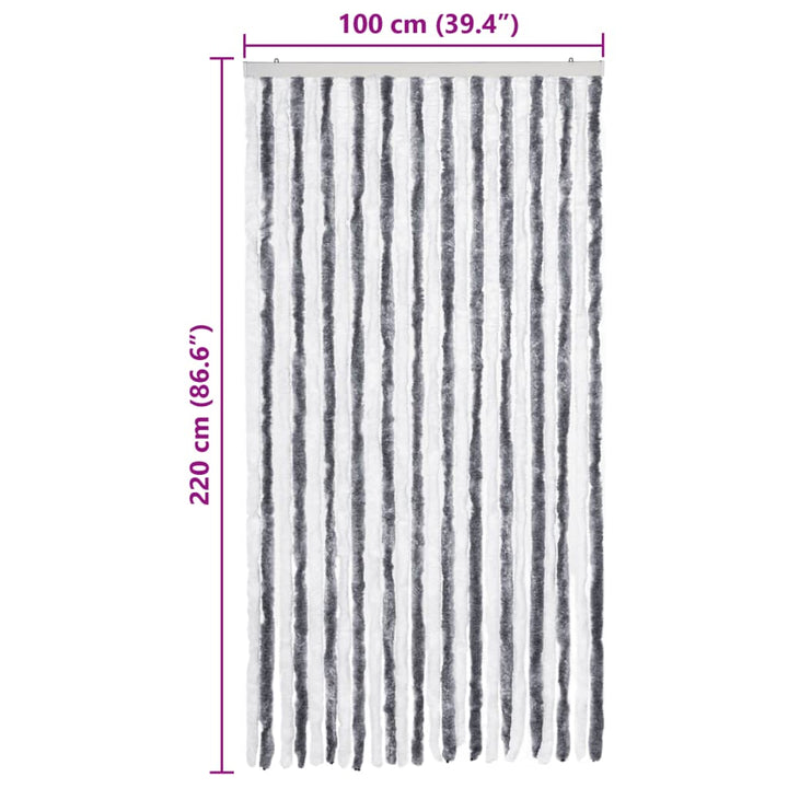 insektgardin grå og hvid 100x220 cm chenille