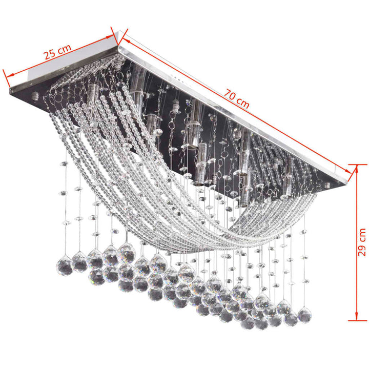 Hvid Loft Lampe med glitrende Glas Crystal Beads 8 x G9 29 cm