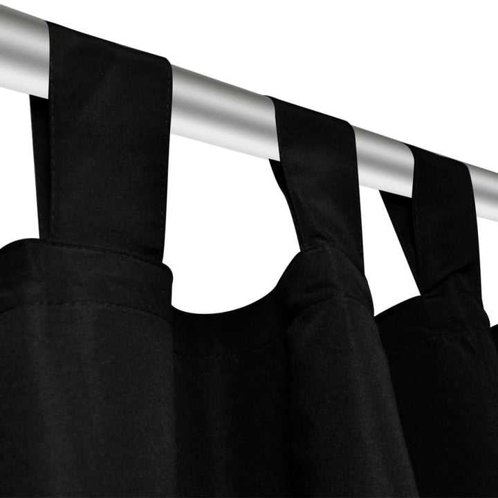 Gardiner i mikro-satin med løkker 2 stk. 140 x 175 cm sort