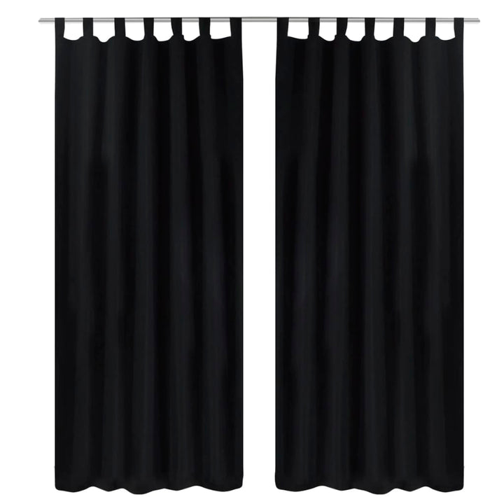 Gardiner i mikro-satin med løkker 2 stk. 140 x 225 cm sort